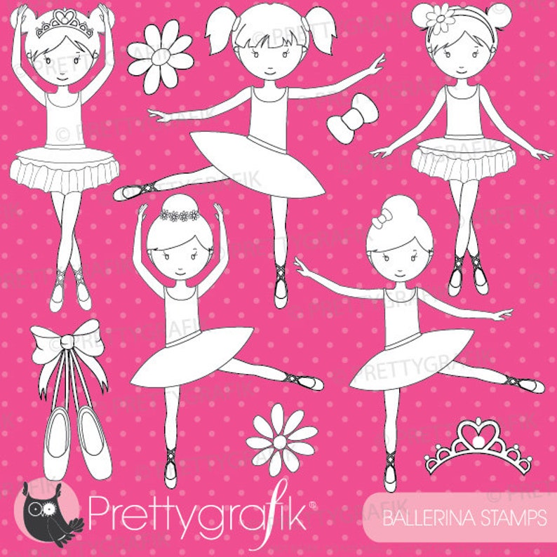 Ballerina digital stamp commercial use, vector graphics, digital stamp, digital images DS533 image 1