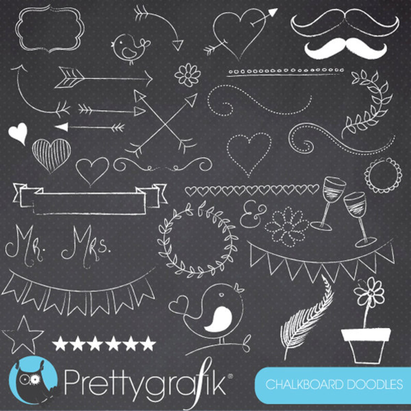 Chalkboard Doodles Clipart Commercial Use Vector Graphics - Etsy