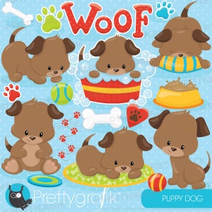 Puppy dog clipart commercial use, vector graphics, digital clip art, digital images  - CL817