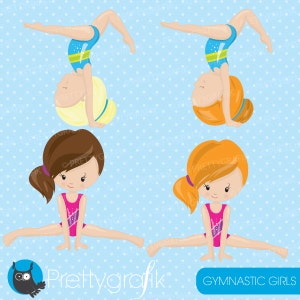 Gymnastic Girls clipart commercial use, gymnastic clipart vector graphics, digital clip art, gym digital images CL911 imagem 3