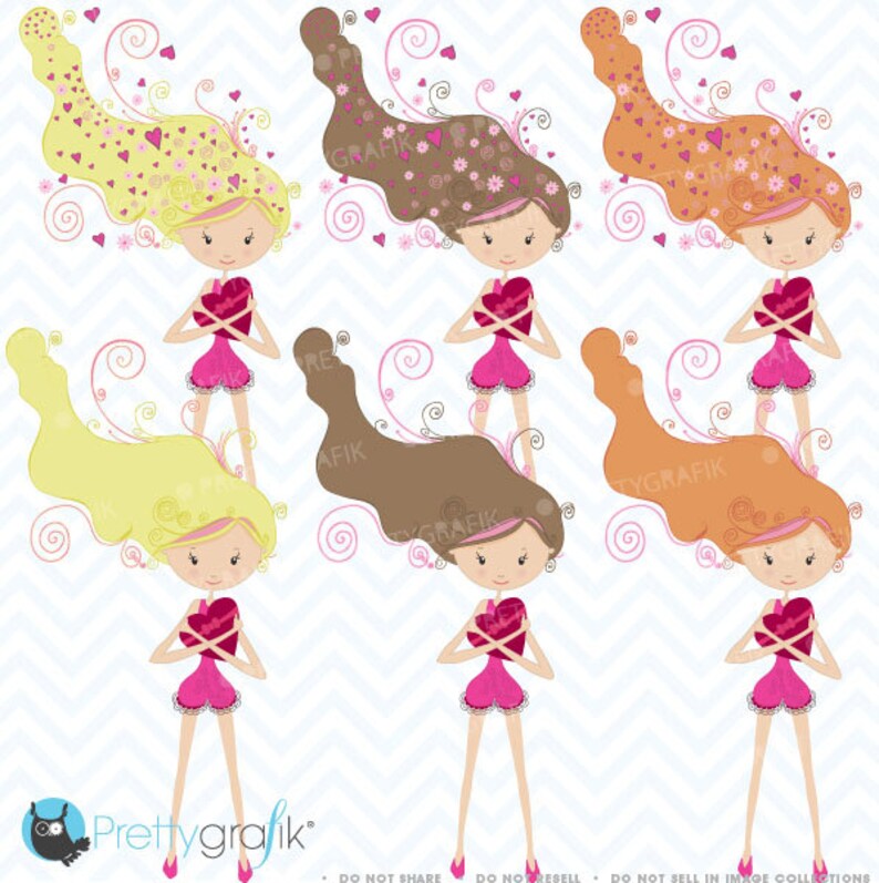 Valentine Girl Clipart Commercial Use Vector Graphics Etsy