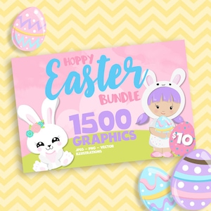 Easter BUNDLE graphic set, love clipart commercial use, Easter clipart, vector graphics, digital images image 1