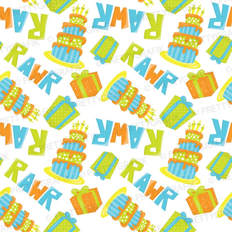 Dinosaur birthday digital patterns, commercial use, scrapbook papers, background PS690 image 2