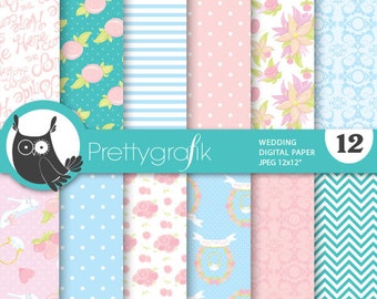 Wedding patterns digital papers, baby shower commercial use, scrapbook papers, background - PS711