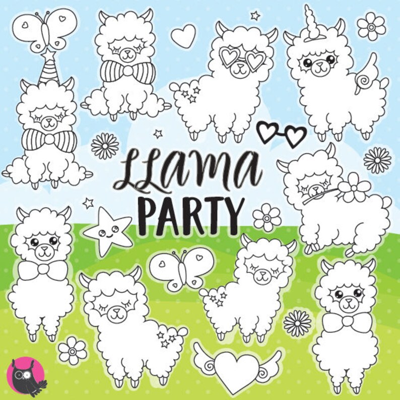 Alpaca Stamps, stamps commercial use, vector graphics, digital clip art, llama digital images DS1087 image 1