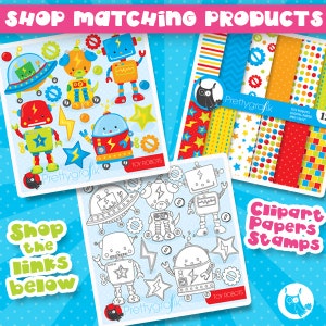 Toy robots digital stamp commercial use, vector graphics, digital stamp, digital images DS801 image 2