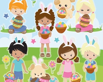 Easter Egg Hunt, clipart, clipart commercial use,  vector graphics,  clip art, digital images - CL1736