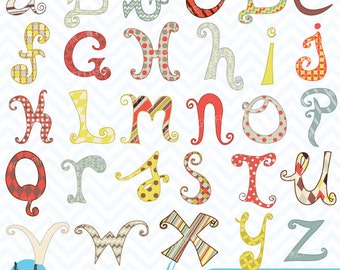 Retro alphabet clipart commercial use, vector graphics, digital clip art, digital images - CL385