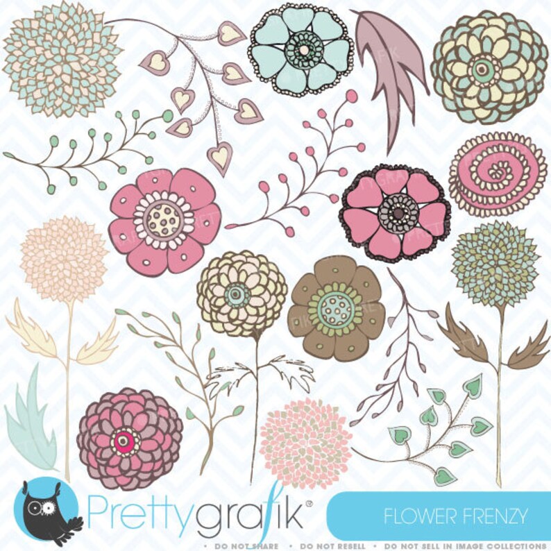 Flower clipart commercial use, vector graphics, digital clip art, digital images CL316 image 1