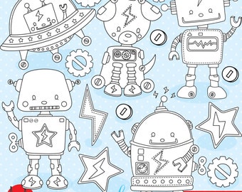 Toy robots digital stamp commercial use, vector graphics, digital stamp, digital images - DS801