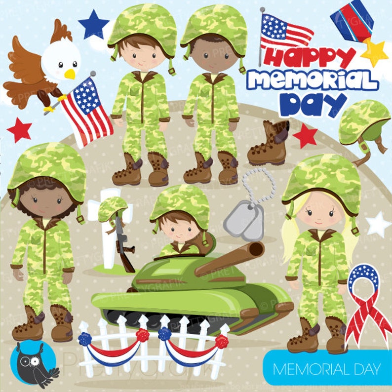 Memorial day clipart commercial use, military vector graphics, Patriot digital clip art, army digital images CL865 image 1