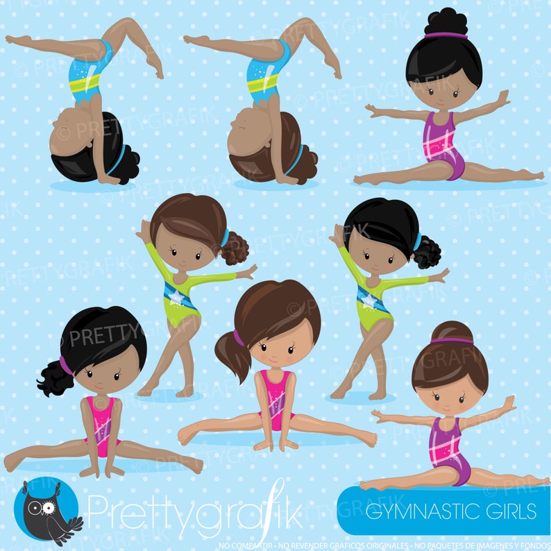 Gymnastic Girls clipart commercial use, gymnastic clipart vector graphics, digital clip art, gym digital images CL914 image 2
