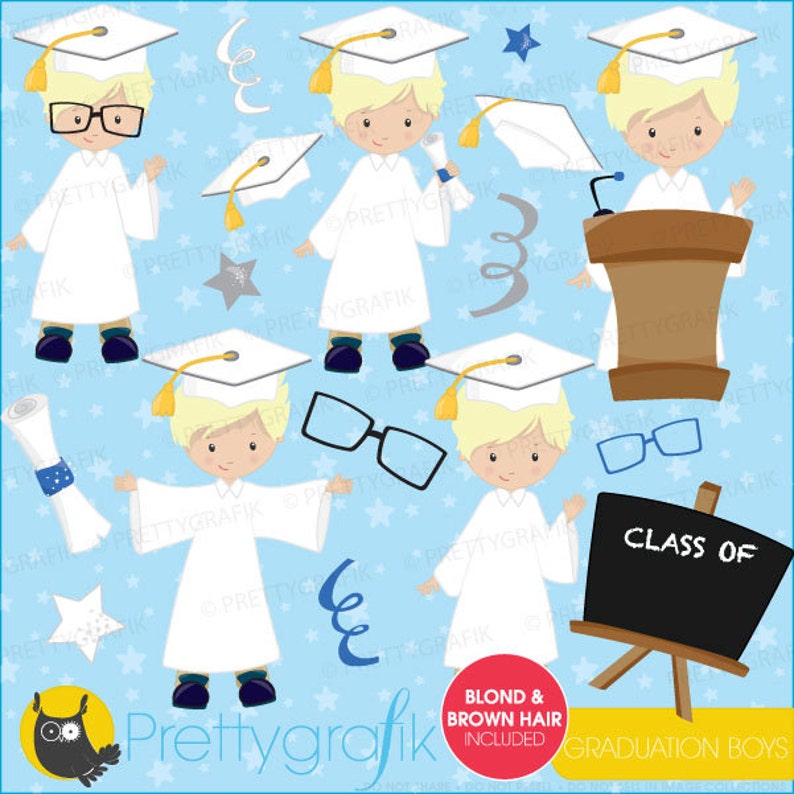 Graduation boys clipart commercial use, vector graphics, digital clip art, digital images CL666 image 1