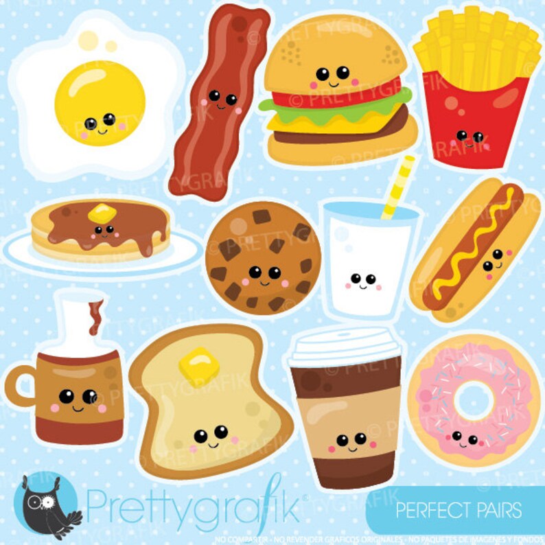 Perfect pair Food characters clipart commercial use, Food clipart vector graphics, digital clip art, friends CL932 image 1