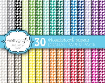 houndstooth digital paper, commercial use, scrapbook patterns, background - PS576