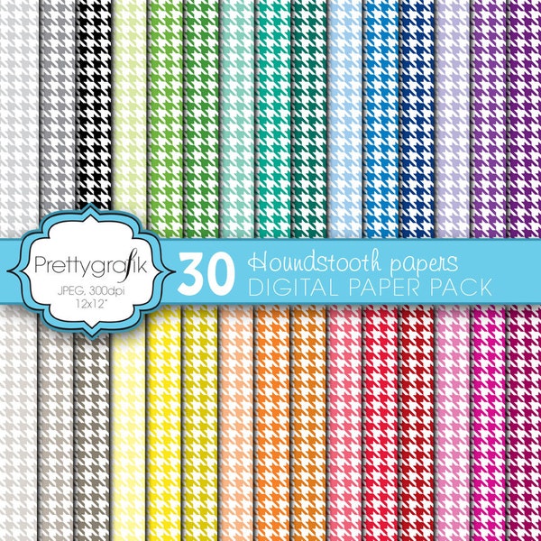 houndstooth digital paper, commercial use, scrapbook patterns, background - PS576