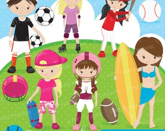 girl sports clipart commercial use, vector graphics, digital clip art, digital images - CL519