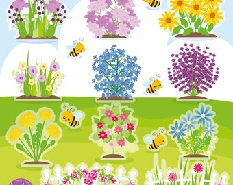 Garden Flowers, clipart, clipart commercial use,  vector graphics,  clip art, digital images - CL1793