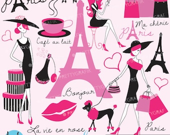 Paris fashion clipart pour scrapbooking, usage commercial, graphiques vectoriels, clip art numérique, images - CL556