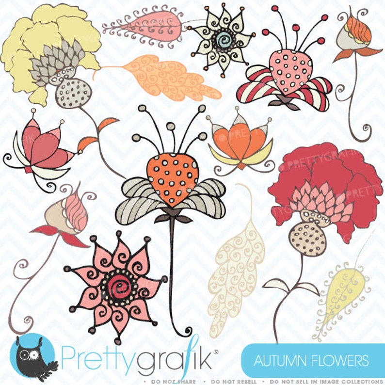 Autumn flowers clipart commercial use, vector graphics, digital clip art, digital images CL395 image 1