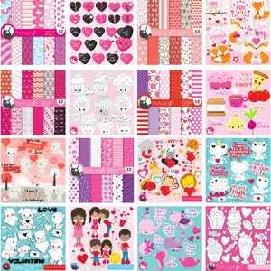 Be my Valentine BUNDLE graphic set, love clipart commercial use, Valentine's day clipart, vector graphics, digital images image 3