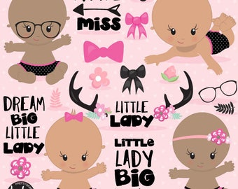 Little lady clipart commercial use, baby vector graphics, deer baby digital clip art, girl digital images  - CL1111