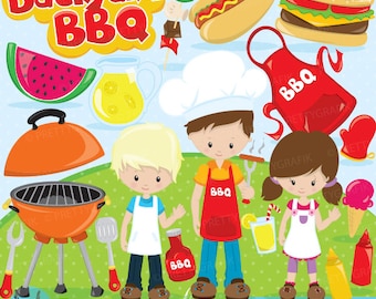 Backyard bbq clipart for scrapbooking, kids, commercial use, vector graphics, digital clip art, images - CL871