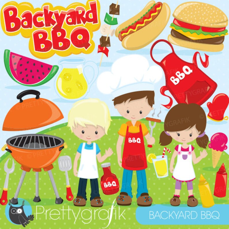 Clipart de barbecue d'arrière-cour pour scrapbooking, enfants, utilisation commerciale, graphiques vectoriels, clipart numérique, images CL871 image 1