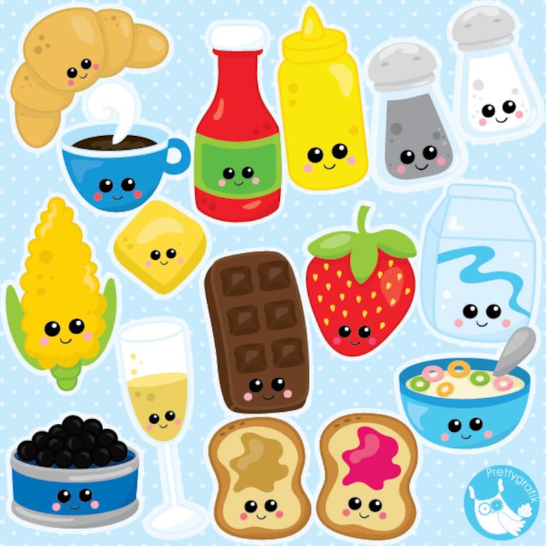 Food clipart commercial use, Kawaii Food vector graphics, Perfect pairs digital clip art, chocolate clipart CL992 image 1