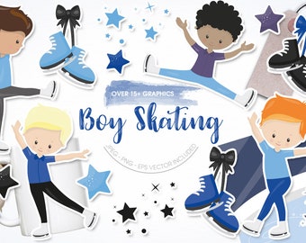 Boy Skating, clipart, clipart commercial use,  vector graphics,  clip art, digital images - CL1647