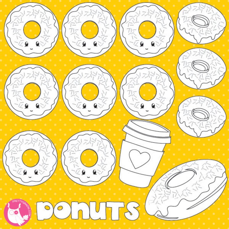 Donut digital stamp commercial use, vector graphics, digital stamp DS870 image 1