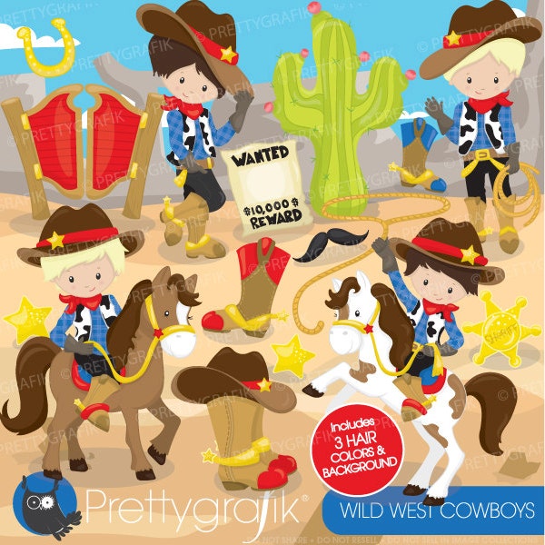 Cowboy clipart commercial use, vector graphics, rainbow digital clip art, digital images, wild west - CL774