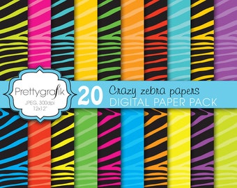 zebra print digital paper, commercial use, scrapbook patterns, background - PS617