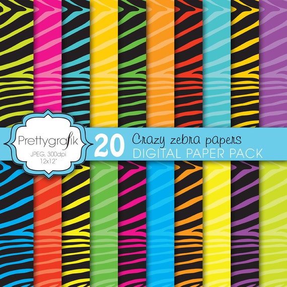 zebra print digital paper, commercial use, scrapbook patterns