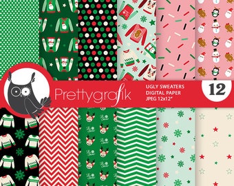 Ugly Sweater,  patterns, commercial use, scrapbook papers, background - PS1172