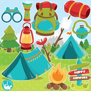 Camping clipart commercial use, Camping icons vector graphics, kawaii icons digital clip art, digital images CL989 image 3