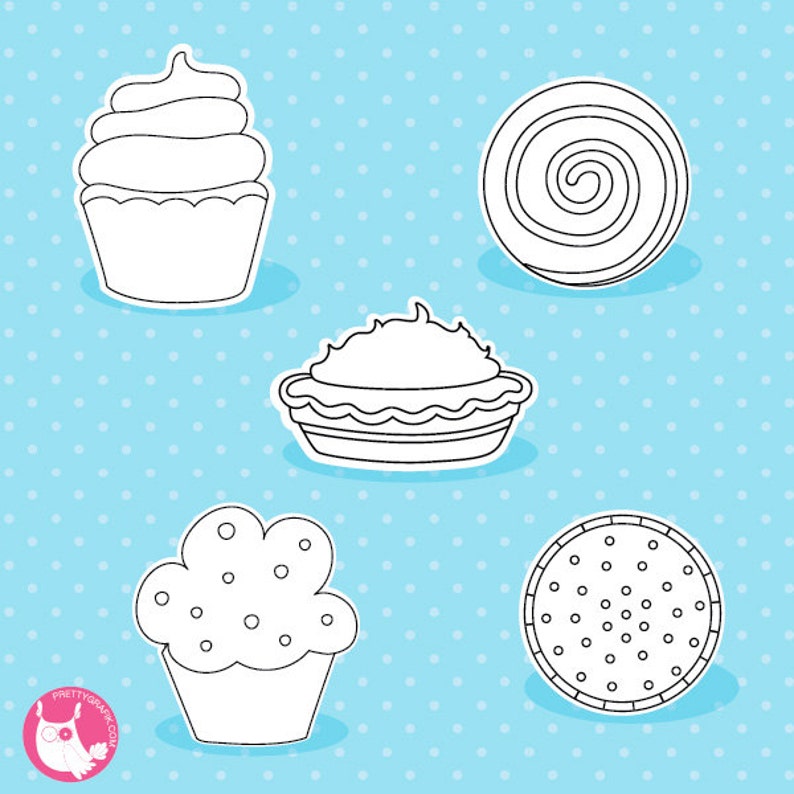 Bake sale digital stamp commercial use, treats vector graphics, cake digital stamp, donut digital images DS1023 image 2