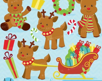 Christmas Reindeer clipart commercial use, vector graphics, digital clip art, digital images  - CL613