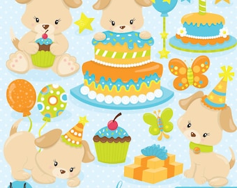 Puppy Birthday clipart, clipart commercial use, vector graphics, digital clip art, digital images - CL840