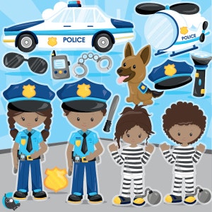 Police clipart commercial use, police officer vector graphics, police kids digital clip art, digital images CL1013 image 1