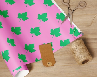 AKA 1908 Vrolijk kerstfeest Fijne feestdagen roze en groene klimop Rol inpakpapier