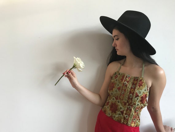 Vintage Halter Top with Mirrored Embroidery, 90s T