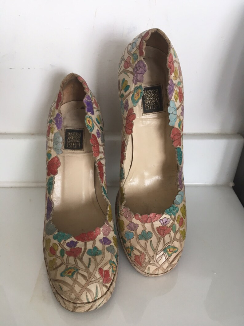 Vintage Biba Floral Shoes 1970s | Etsy