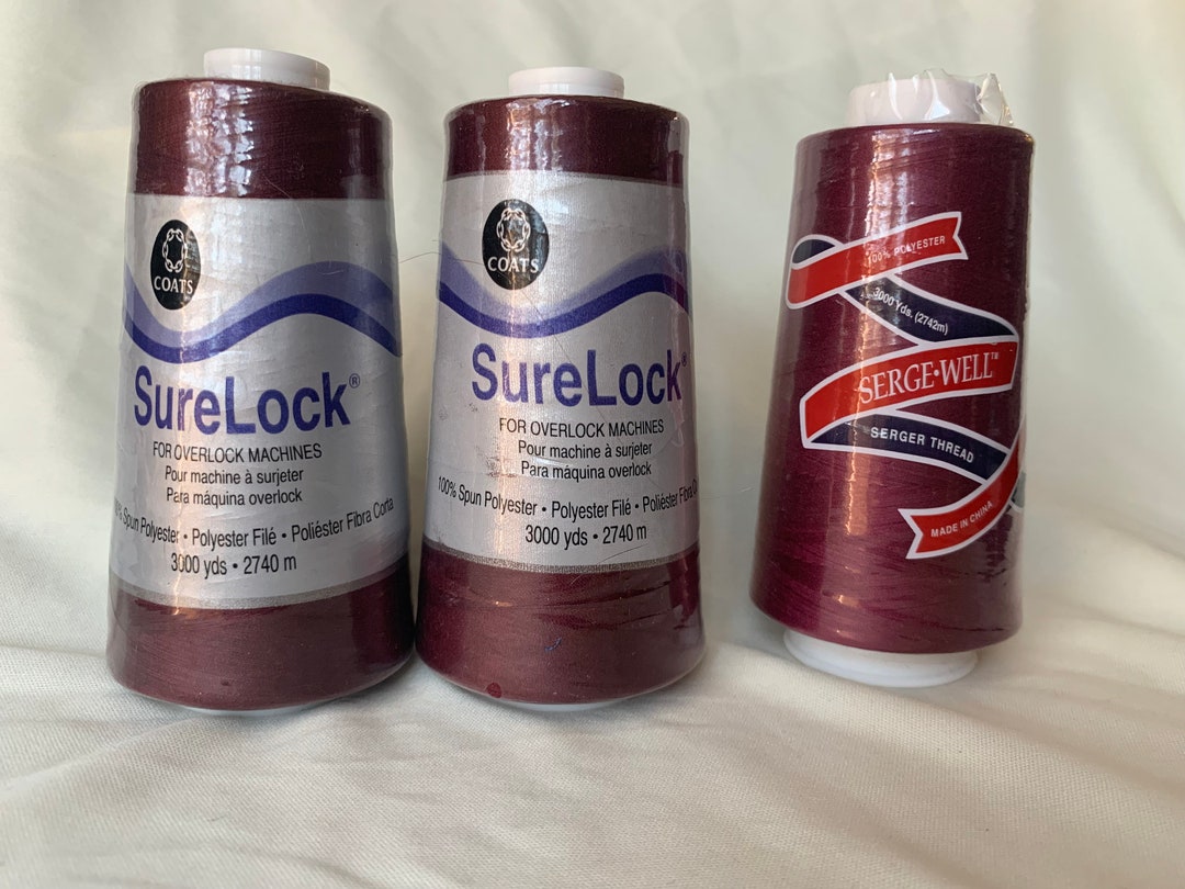 Burgandy Ruby Thread, Sure Lock, Serge Well, Polyester, Sewing Supply ...