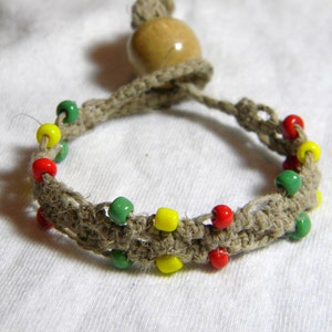 Rasta Beaded Thick-banded Hemp Bracelet