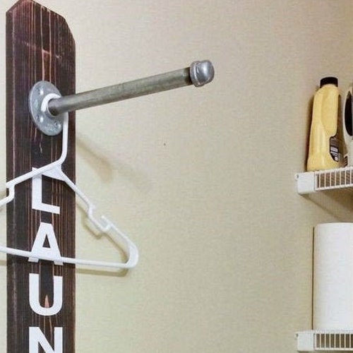 Wood Laundry Sign Wooden Clothes Hanger Cottage Chic Home Etsy
