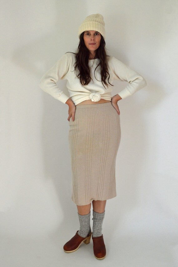 VINTAGE Wool Midi Skirt