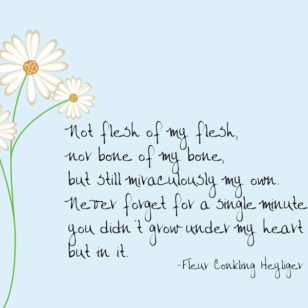 Not flesh of my flesh -- Fleur Conkling Heyliger adoption quote