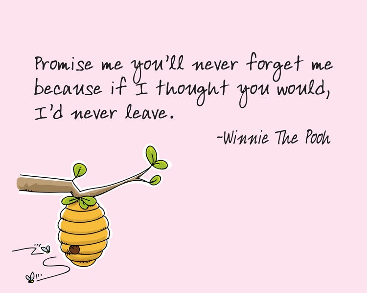 Promise Me You Ll Never Forget Me Winnie The Pooh Quote Etsy Uk