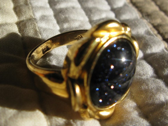 Badavici Black Sparkle Stone Gold Over .925 Silve… - image 1
